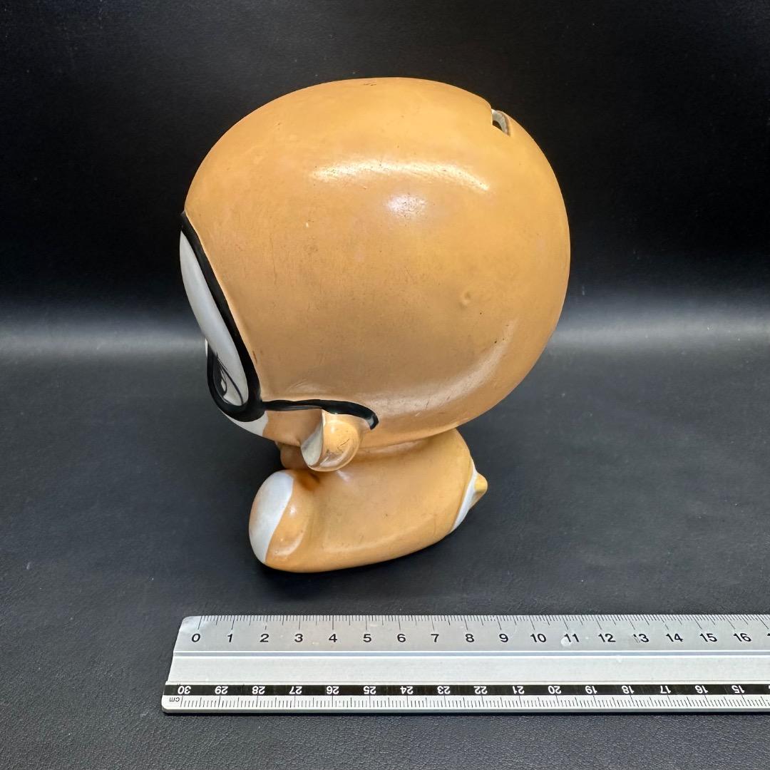 ♡Fa右1012 レトロ 陶器製 貯金箱 猿 黒縁メガネ ヴィンテージ