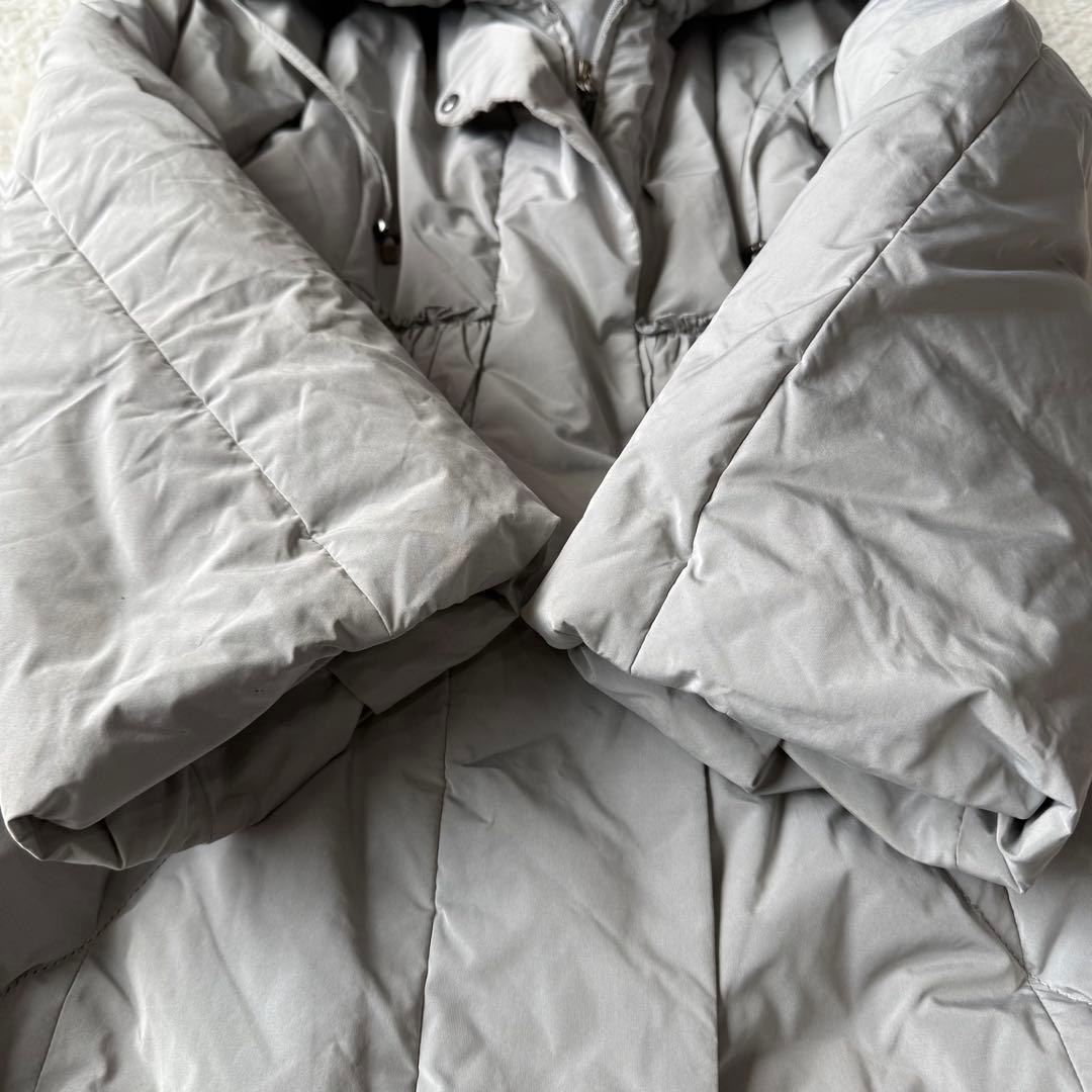 ヒロココシノ ロングダウンコート 女優襟 インナーダウン付 38グレー 美品