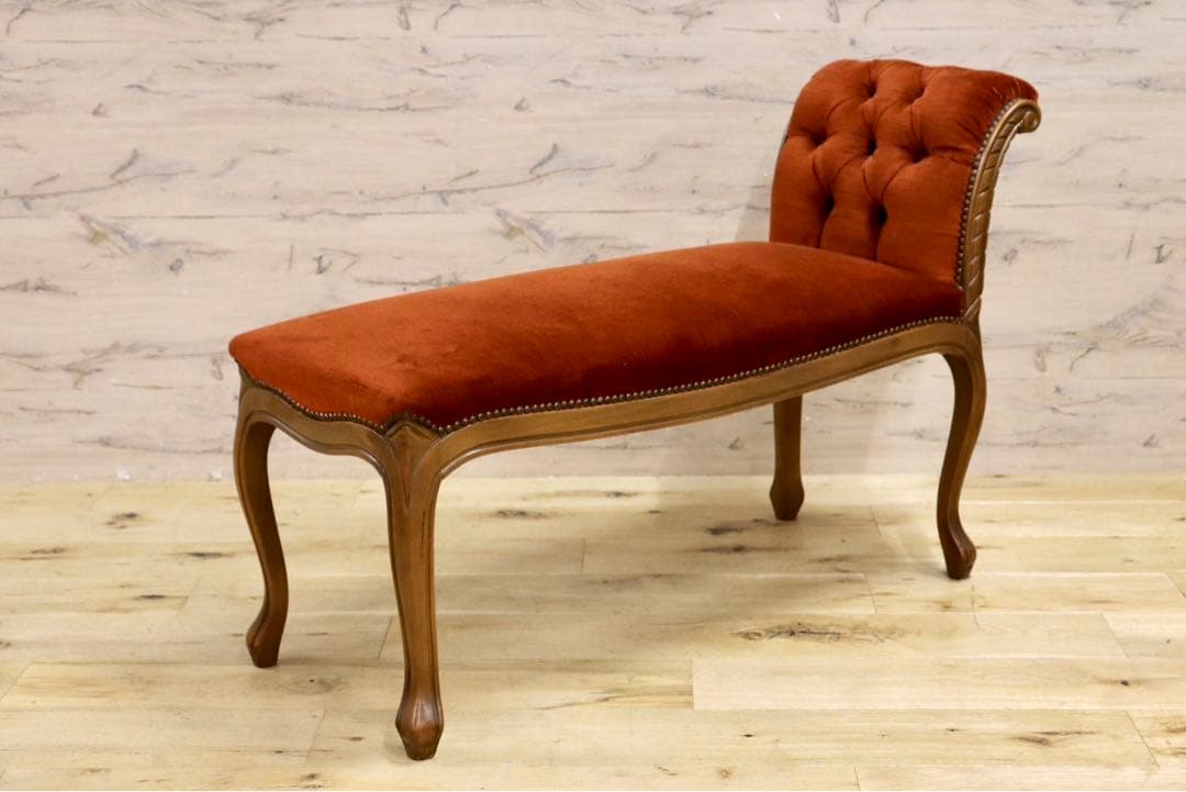 GMIS115A○イタリア製 片肘ベンチ 2人掛けソファー ファブリック 鋲打