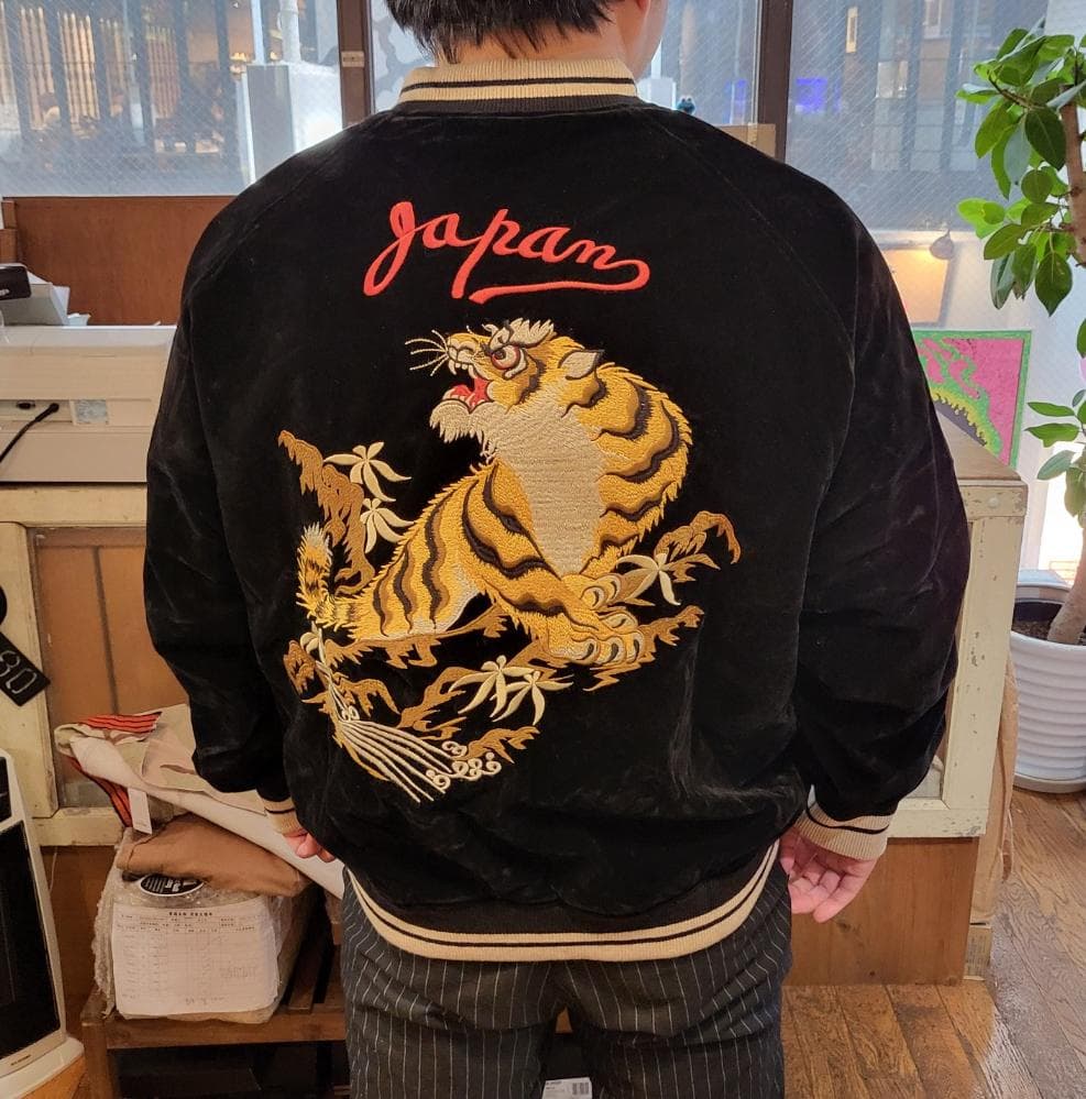 50'sライク刺繍ベロアリバーシブルスカジャン●サイズXXL●商品番号4964