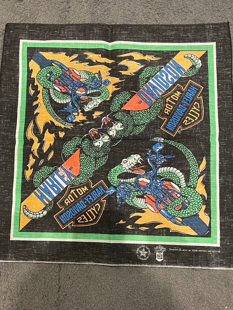 80's ハーレーダビットソン　バンダナ　スネーク　USA製