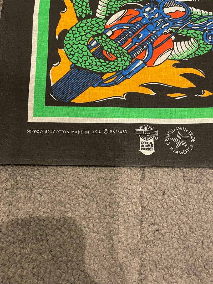 80's ハーレーダビットソン　バンダナ　スネーク　USA製