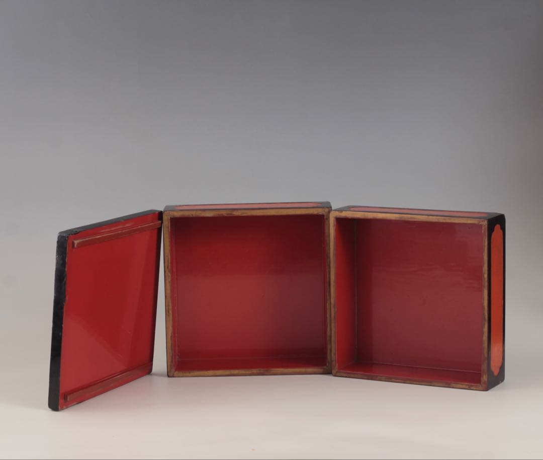 黒/朱 古い 二段重 漆器 古美術 古道具 アンティーク