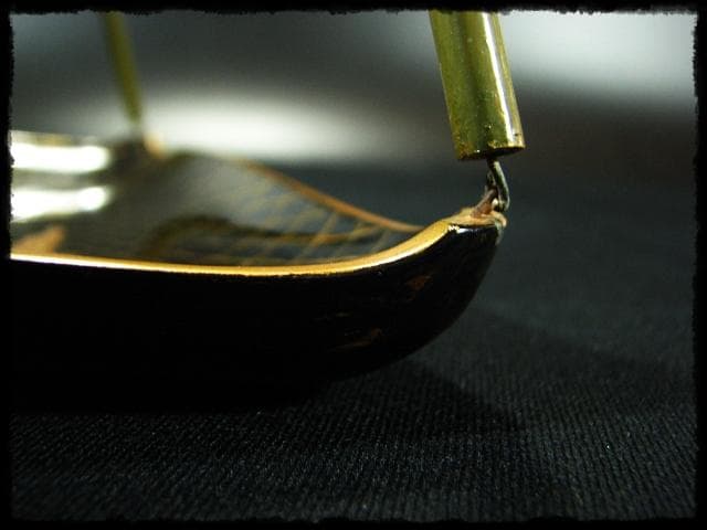 時代物 網魚蒔絵手付盆 菓子器 茶道具 c522