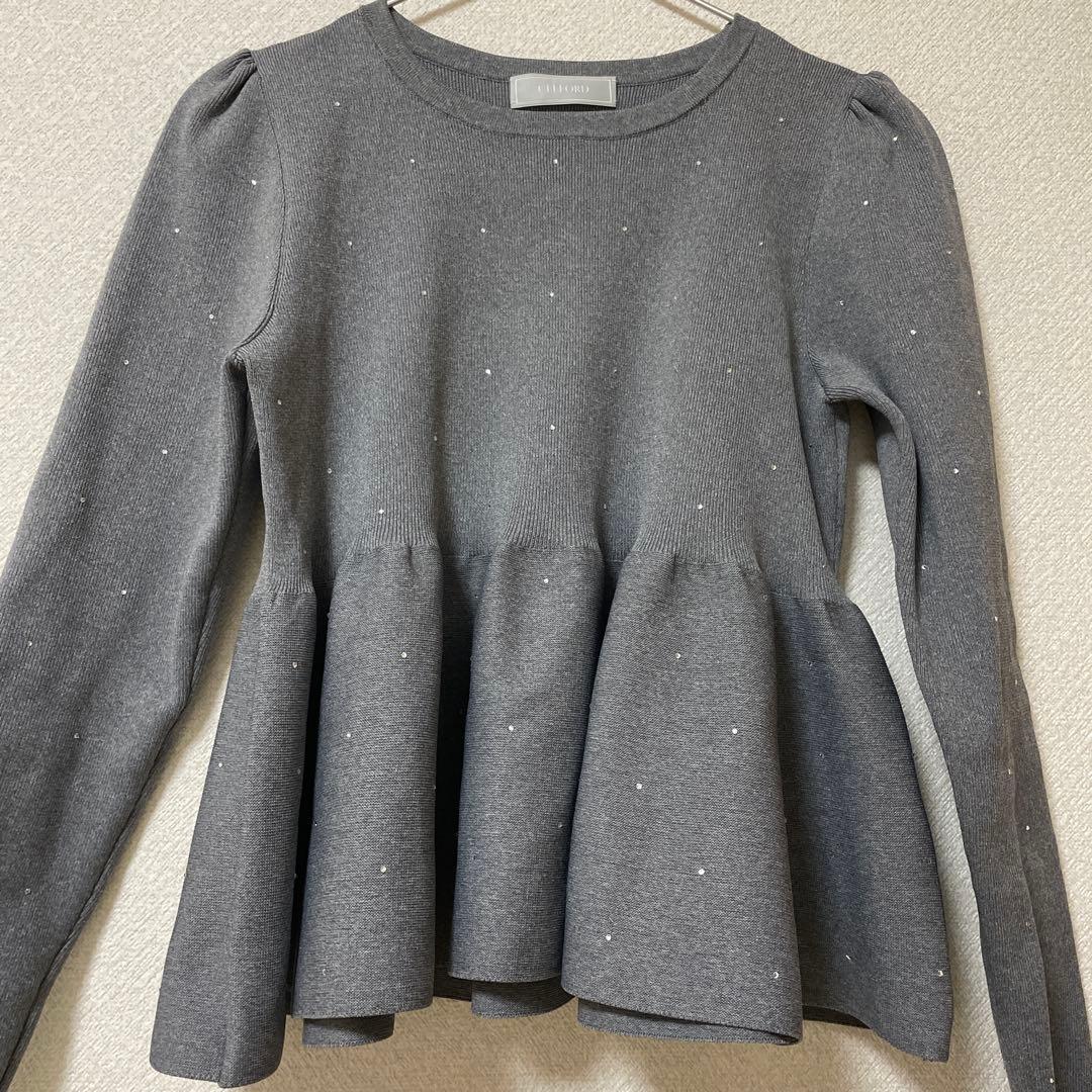 セルファード　ホットフィットビジューペプラムニットプルオーバー