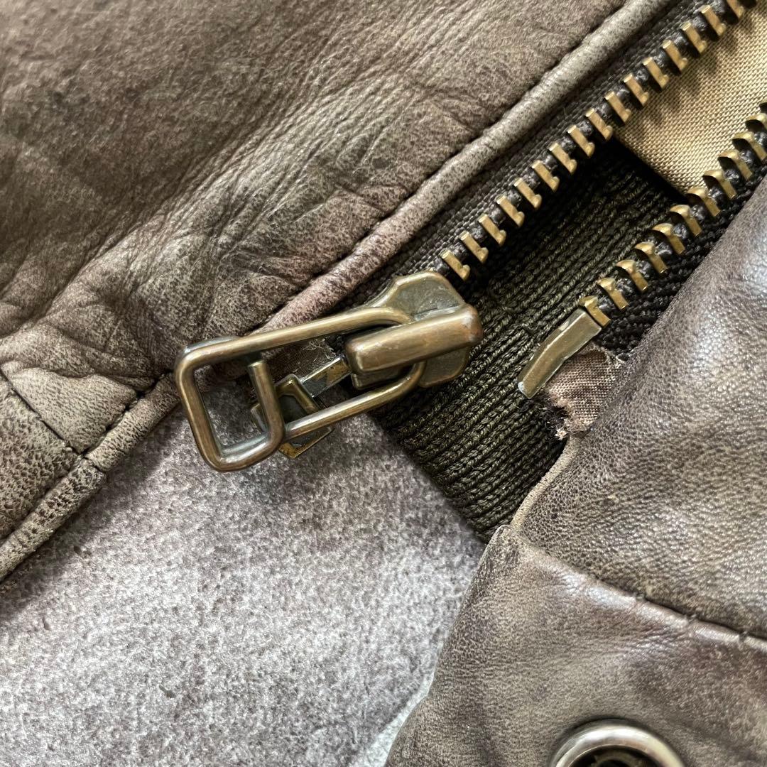 80-90'sa 鬼フェード 本革 A-2 レザーフライトジャケットL 短丈