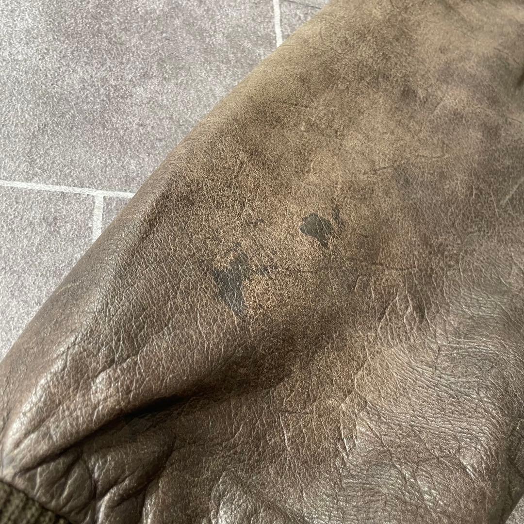 80-90'sa 鬼フェード 本革 A-2 レザーフライトジャケットL 短丈