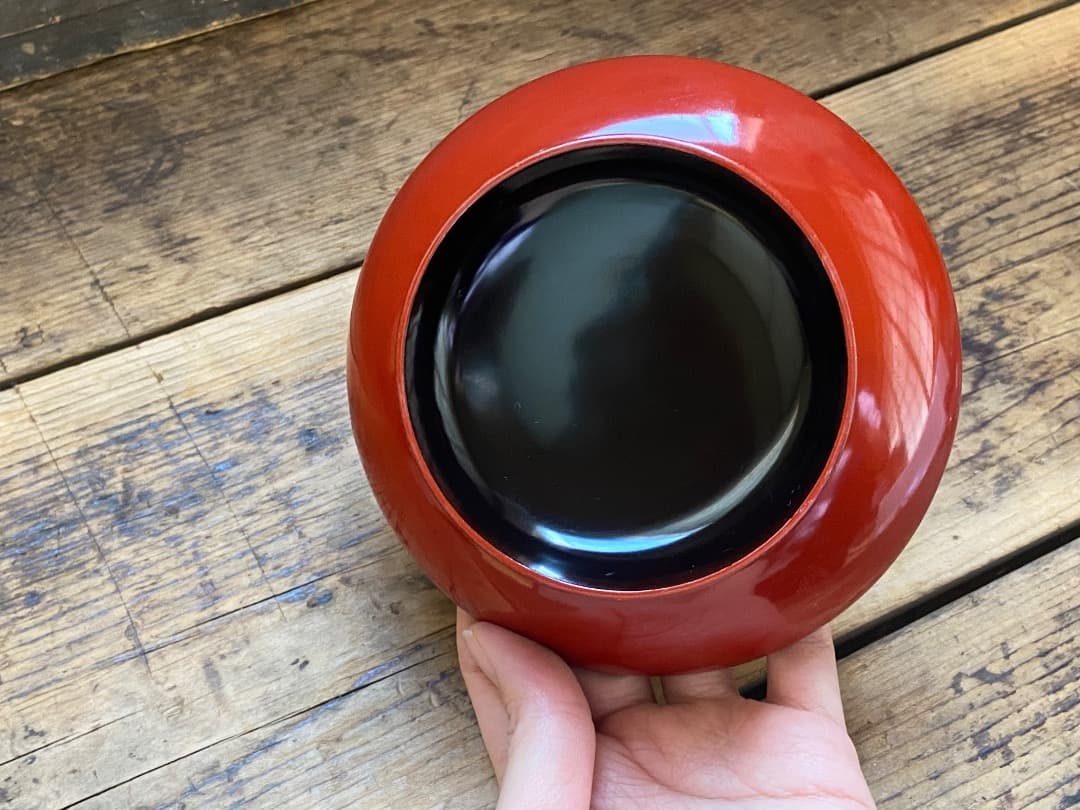 能登蔵出し 輪島塗 朱漆 椿皿 2客セット/ 時代 朱塗 漆器皿 銘々皿 小皿