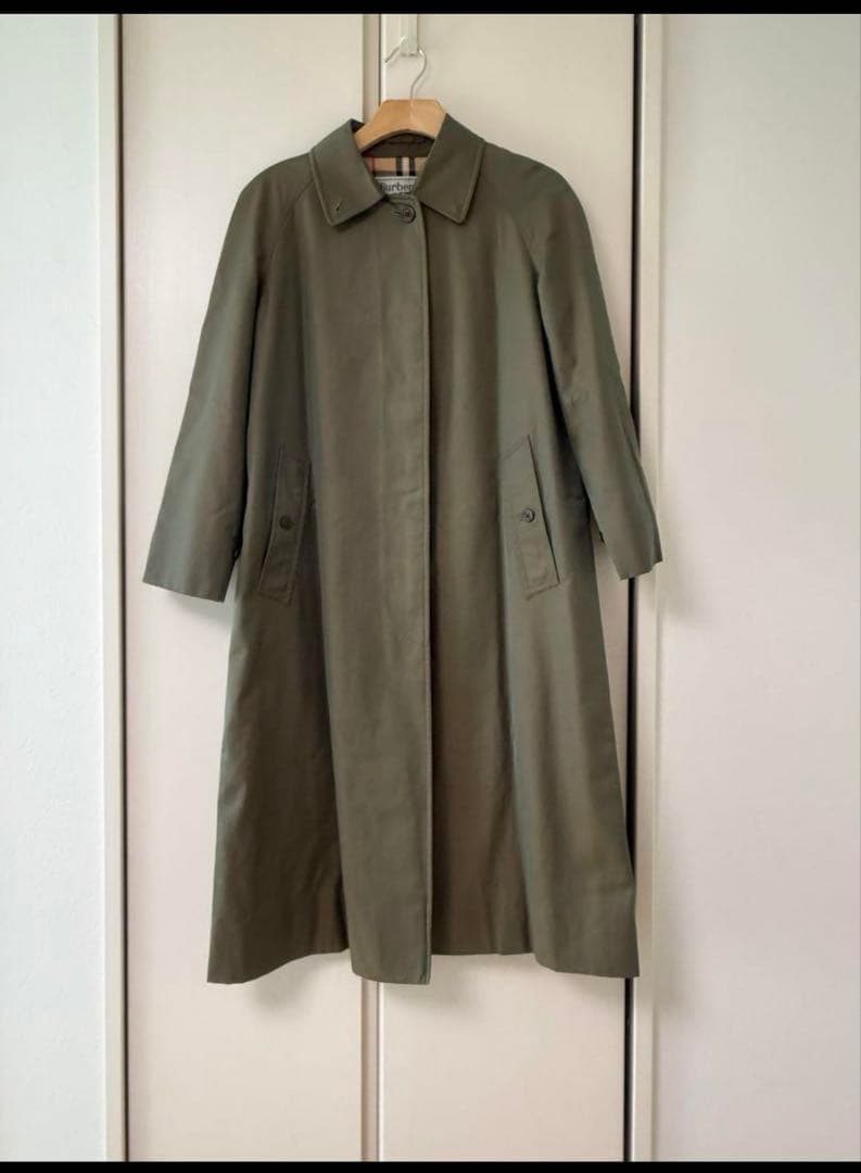 Burberry's オリーブ色 ロングトレンチコート