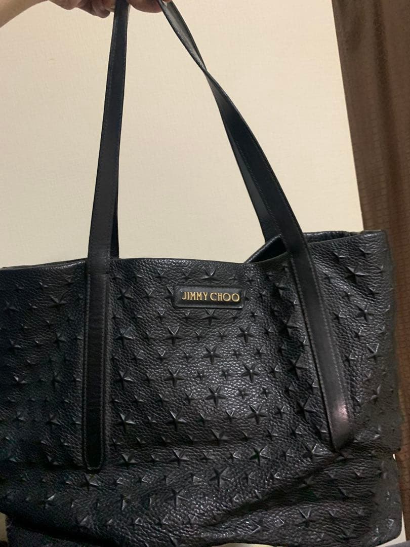 JIMMY CHOO ブラックレザートートバッグ