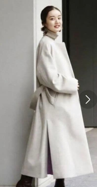 【IENA】イエナ ロングスリット ノーカラーコート ナチュラル 36