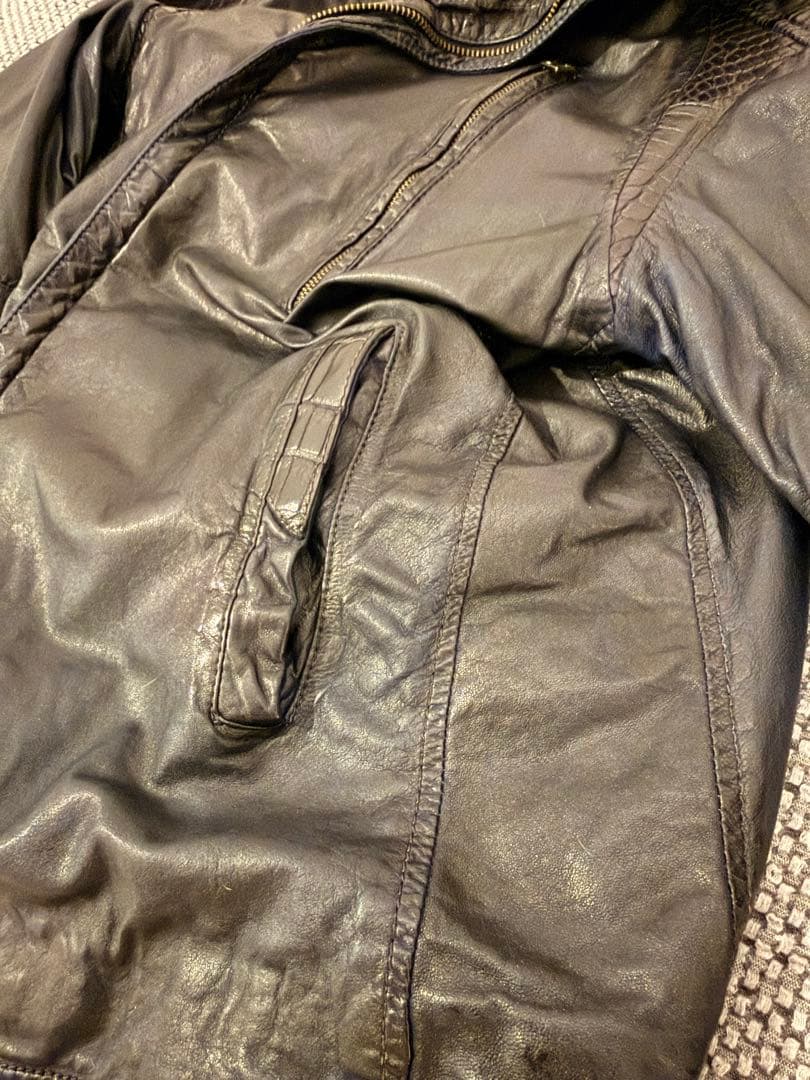 ち*え様 14th Addiction 黒レザージャケット フード付き