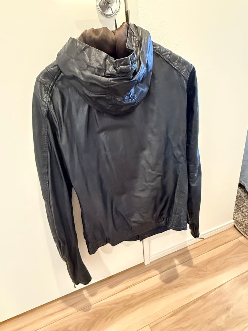 ち*え様 14th Addiction 黒レザージャケット フード付き