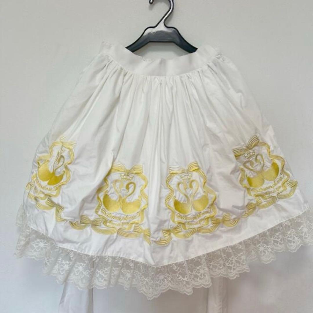 メタモルフォーゼ　ラッセルレース　スカート スワン刺繍