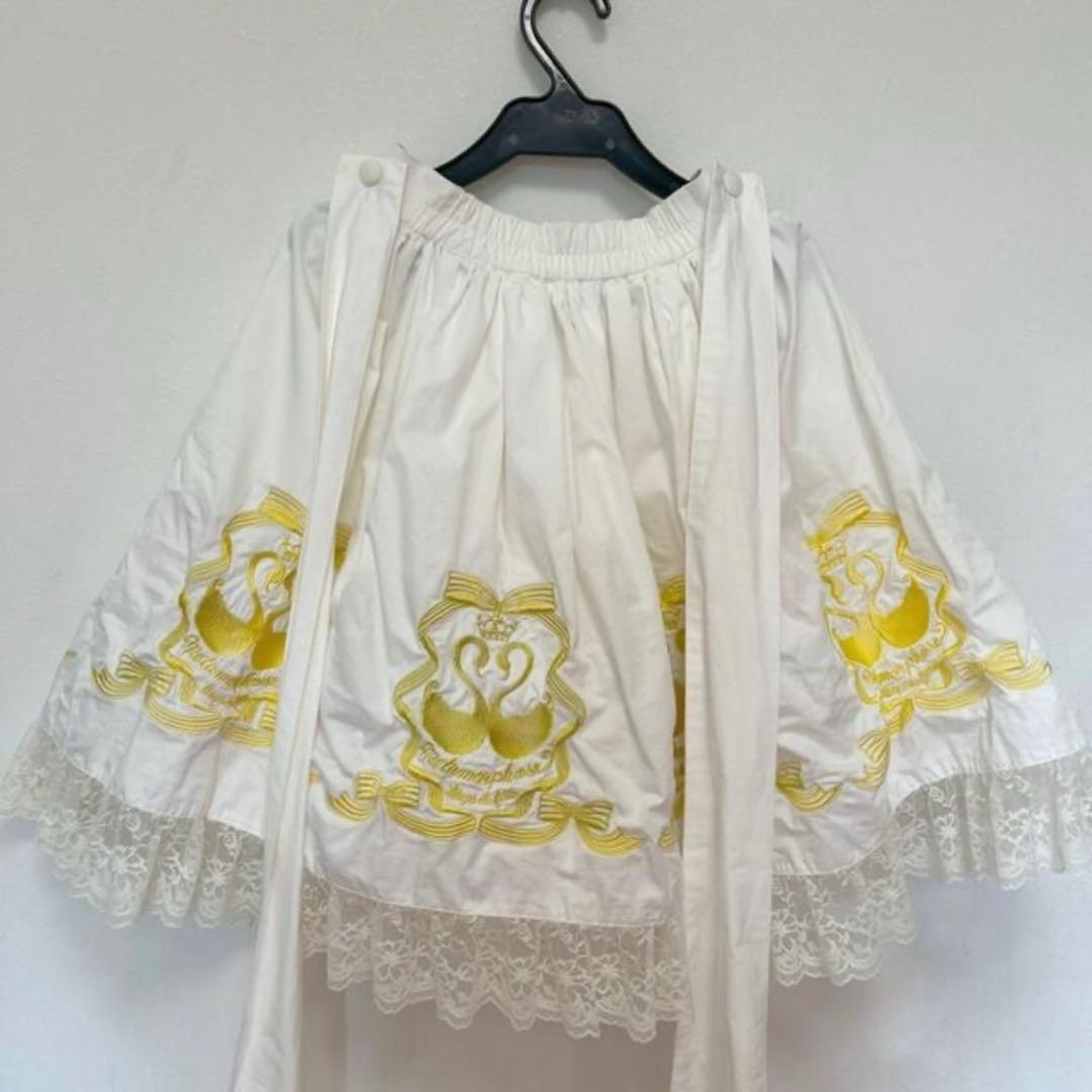 メタモルフォーゼ　ラッセルレース　スカート スワン刺繍