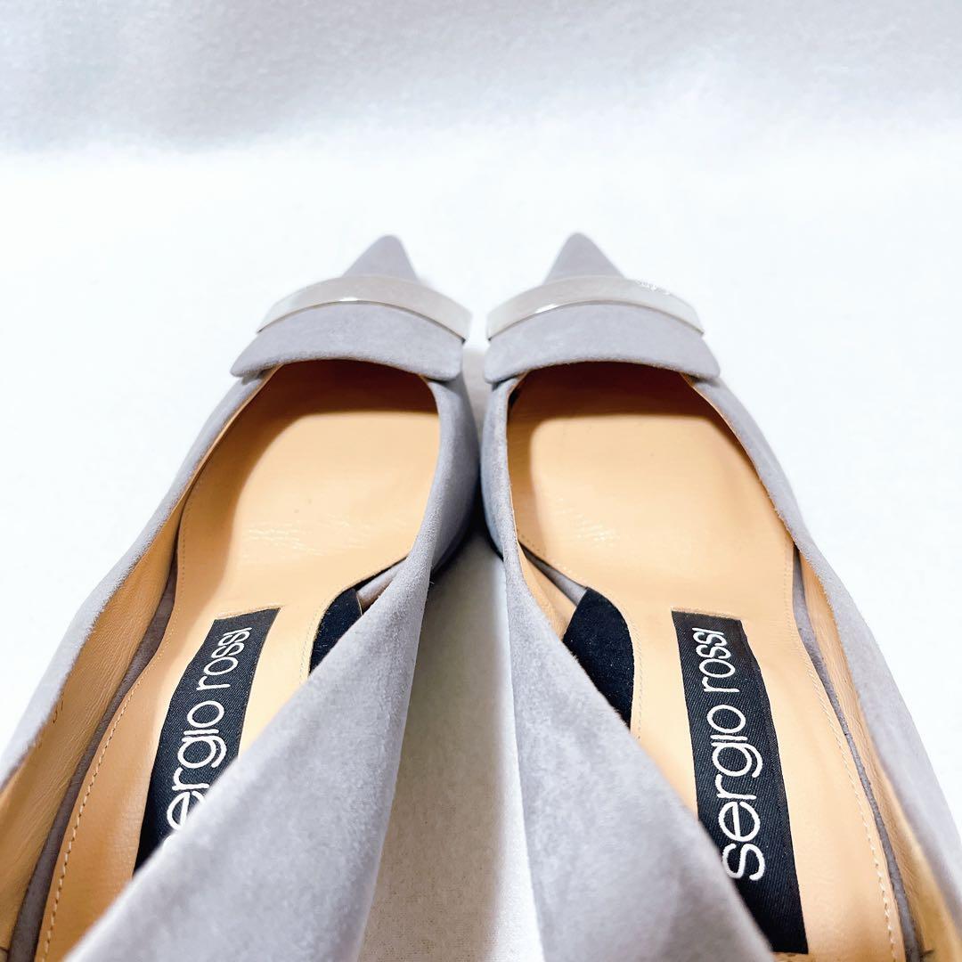 セルジオロッシ SR1 パンプス スエード バックル プレート ポインテッドトゥ