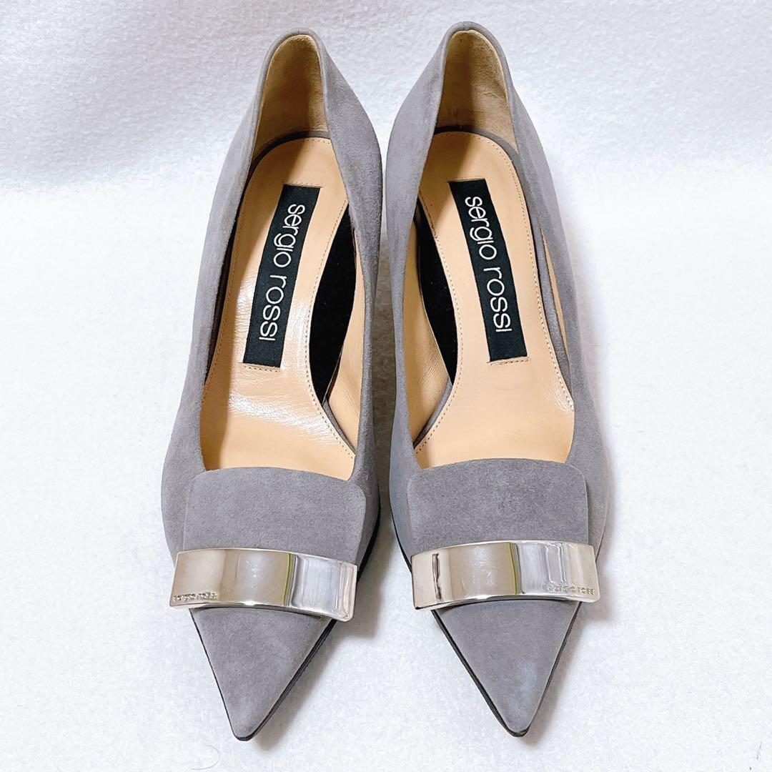 セルジオロッシ SR1 パンプス スエード バックル プレート ポインテッドトゥ