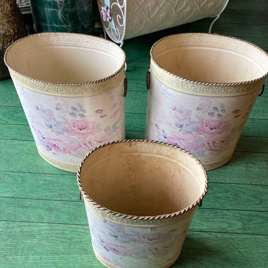 湯布院アンティーク イタリア フラワーベース ダストボックス ロココ スチール