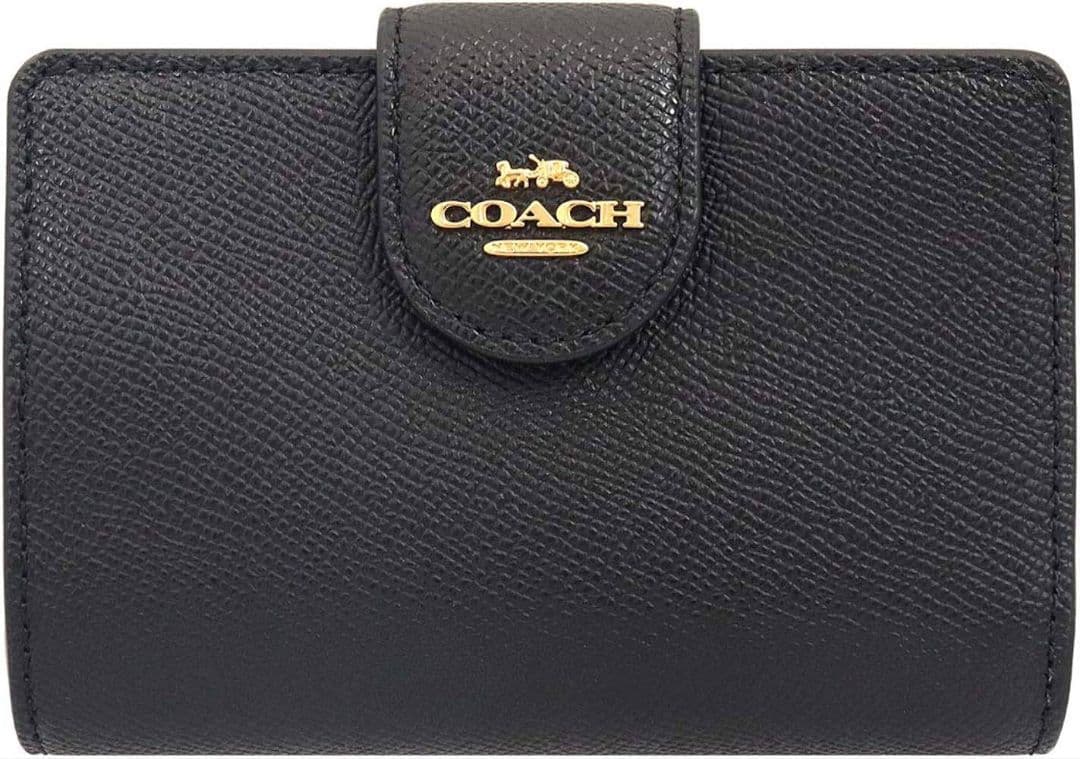 COACH コーチ ブラック 二つ折り財布 黒 レディース プレゼント 人気 箱