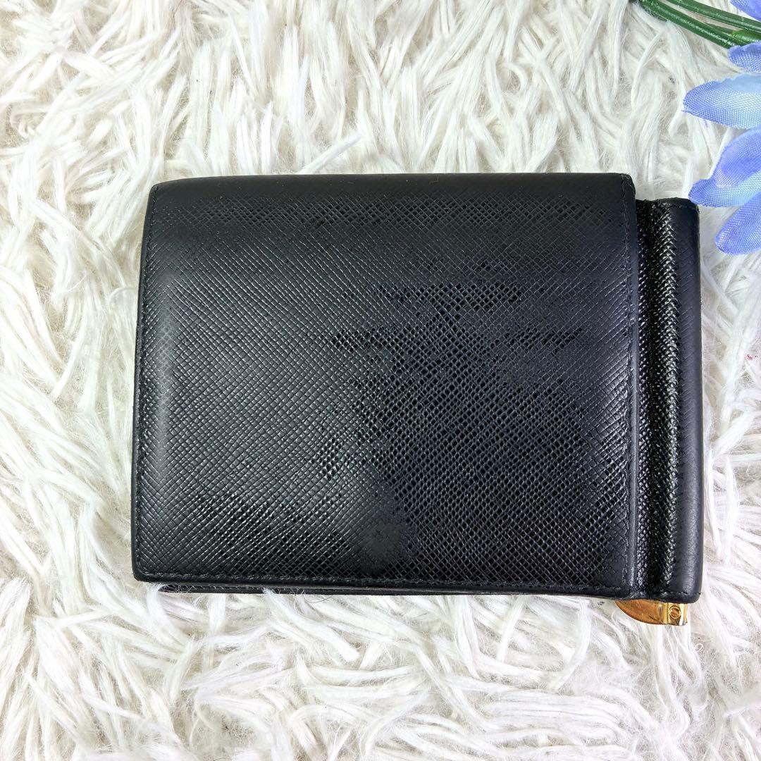 PRADA マネークリップ サフィアーノレザー 二つ折り カードケース RFID