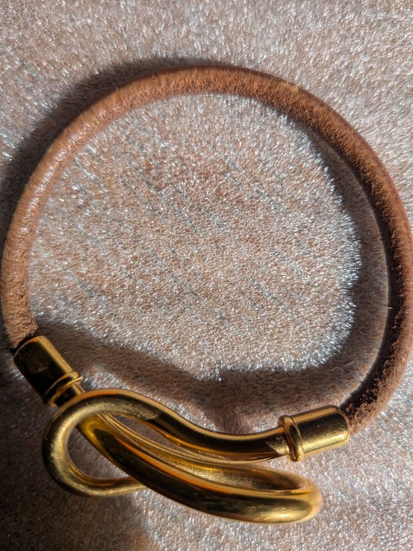 エルメス ジャンボ ブレス チョーカー ブラウン×ゴールド金具 18cm