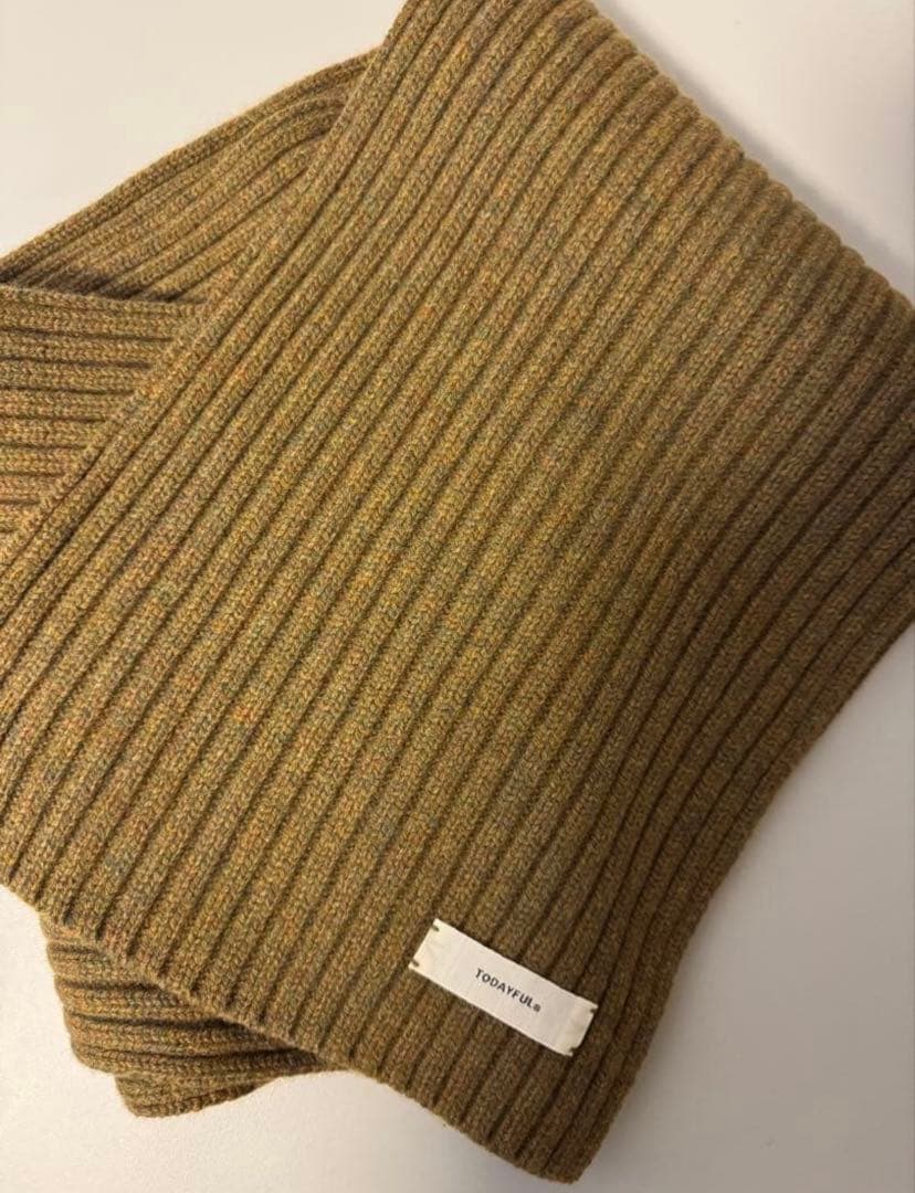 TODAYFUL Rib Knit Muffler キャメル