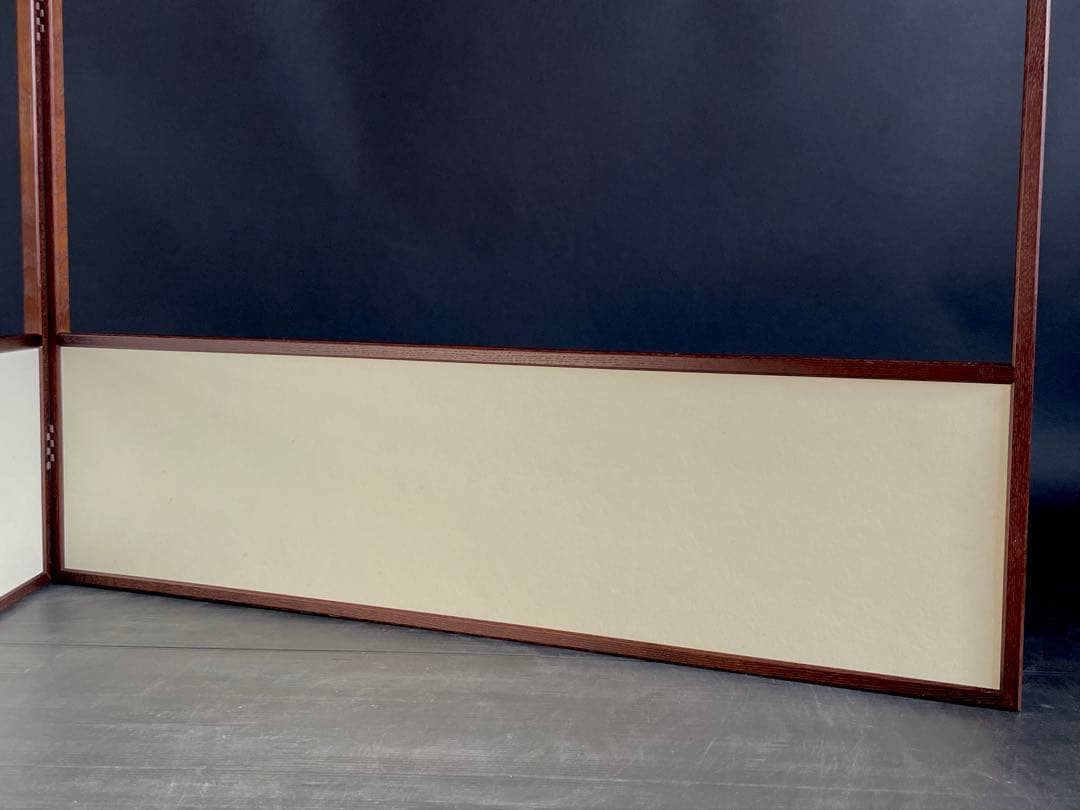 【美品】「母」 網代 鳥の子 両面使い 上透かし 風炉先屏風 桑枠 （206②）