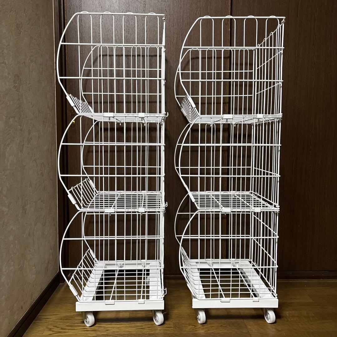 ジャンブルバスケット　ワイヤーラック　3段タイプ　2個セット