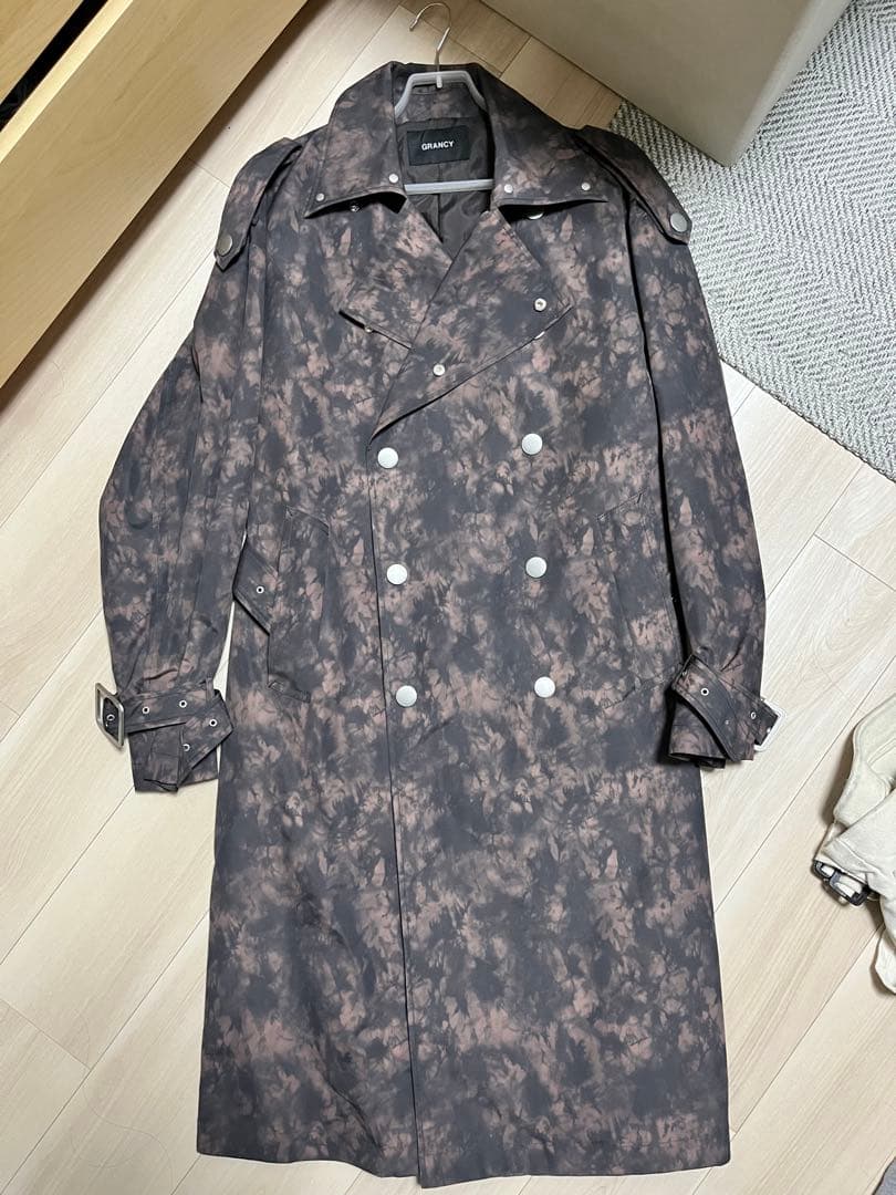 grancy 総柄ロングトレンチコート S
