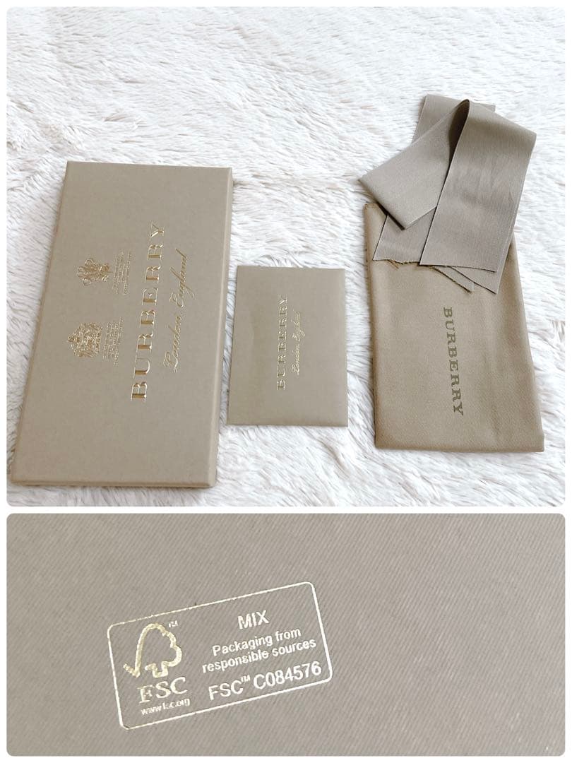 美品 付属完備 BURBERRY バーバリー ロゴ レザー 長財布 折り財布 緑