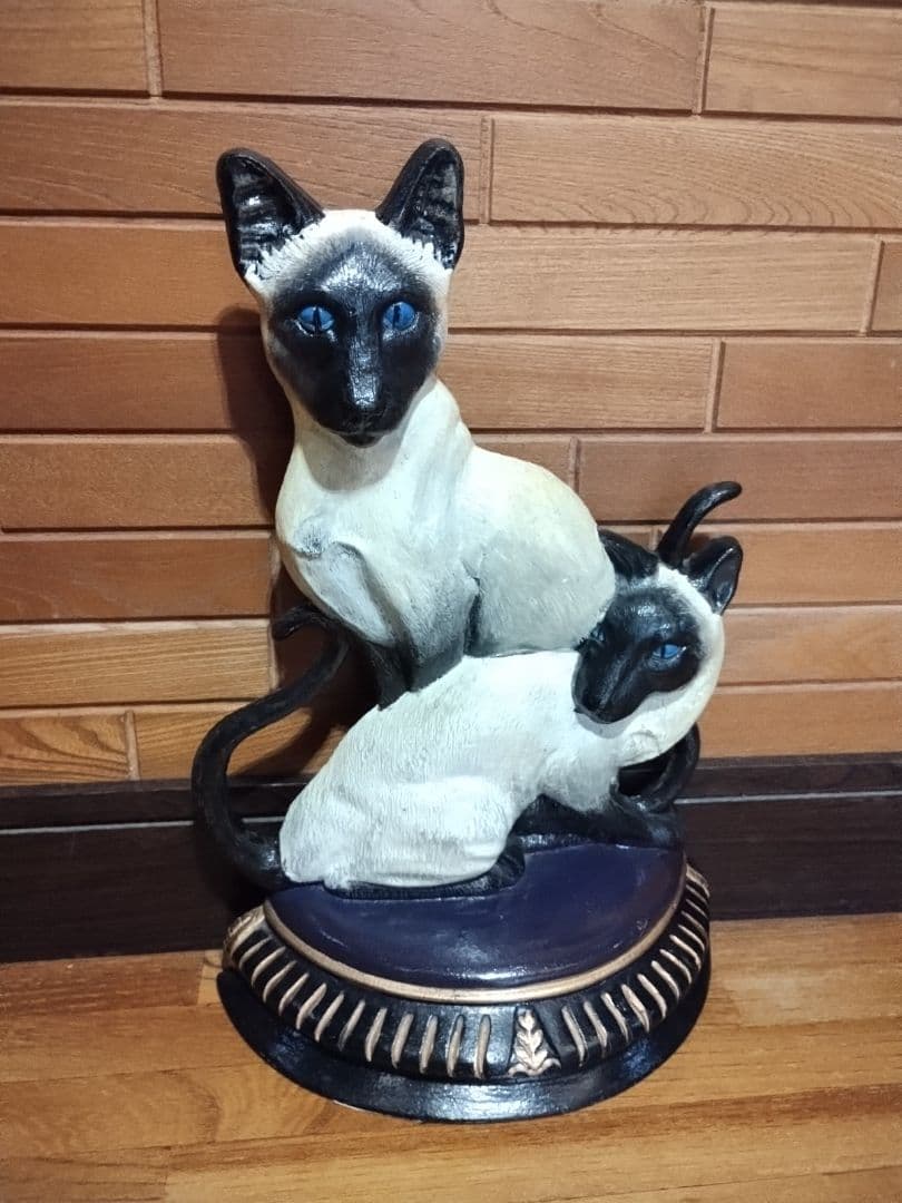 シャム猫 オブジェ ドアストッパー 金属製 置物 ネコ彫刻 インテリア小物 雑貨