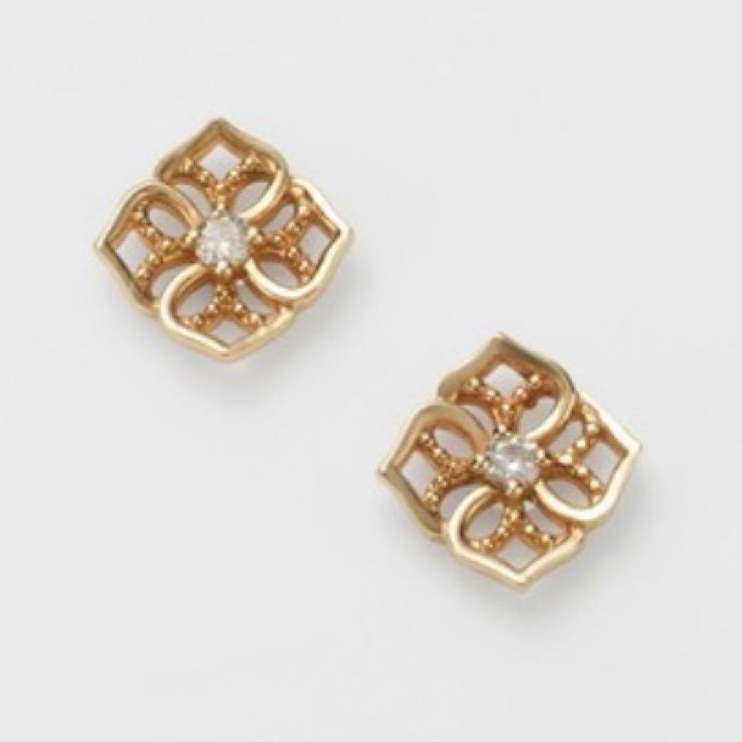 agete花びら　ダイヤピアス　k10