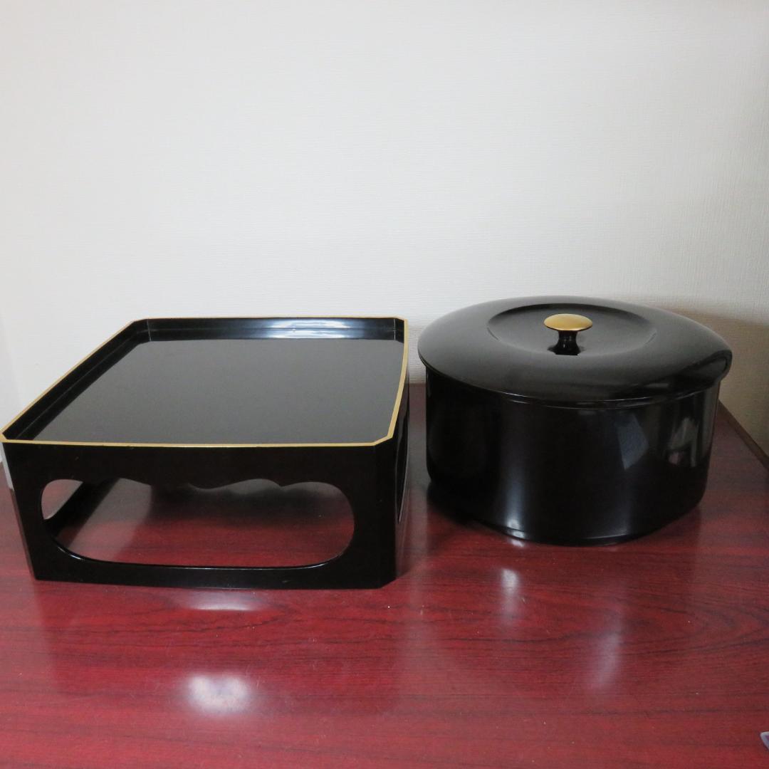 おひつ 御櫃 お膳 木製 漆塗り 漆器 黒塗 しゃもじ付き