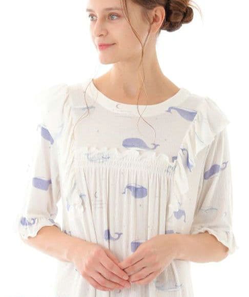 新品未使用　ナルエー　接触冷感　リブニット　ワンピース　夜空のクジラ　ホワイト