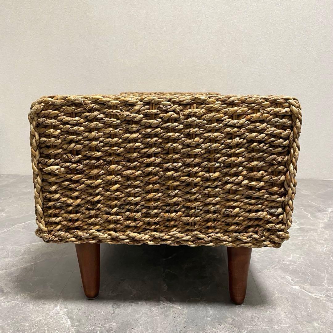 アジアン家具 アバカセンターテーブル 強化ガラス天板 収納棚付き 南国　バリ風