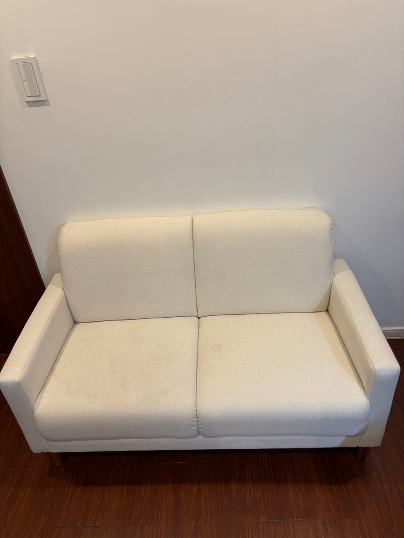 ホワイト 布製 2人掛けソファ