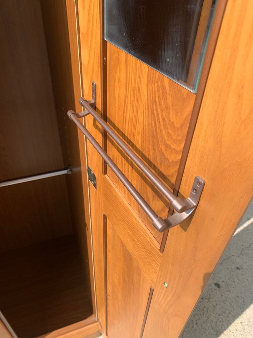 ナチュラルウッド　ワードローブ　鏡付き　(滋賀県内のみ)