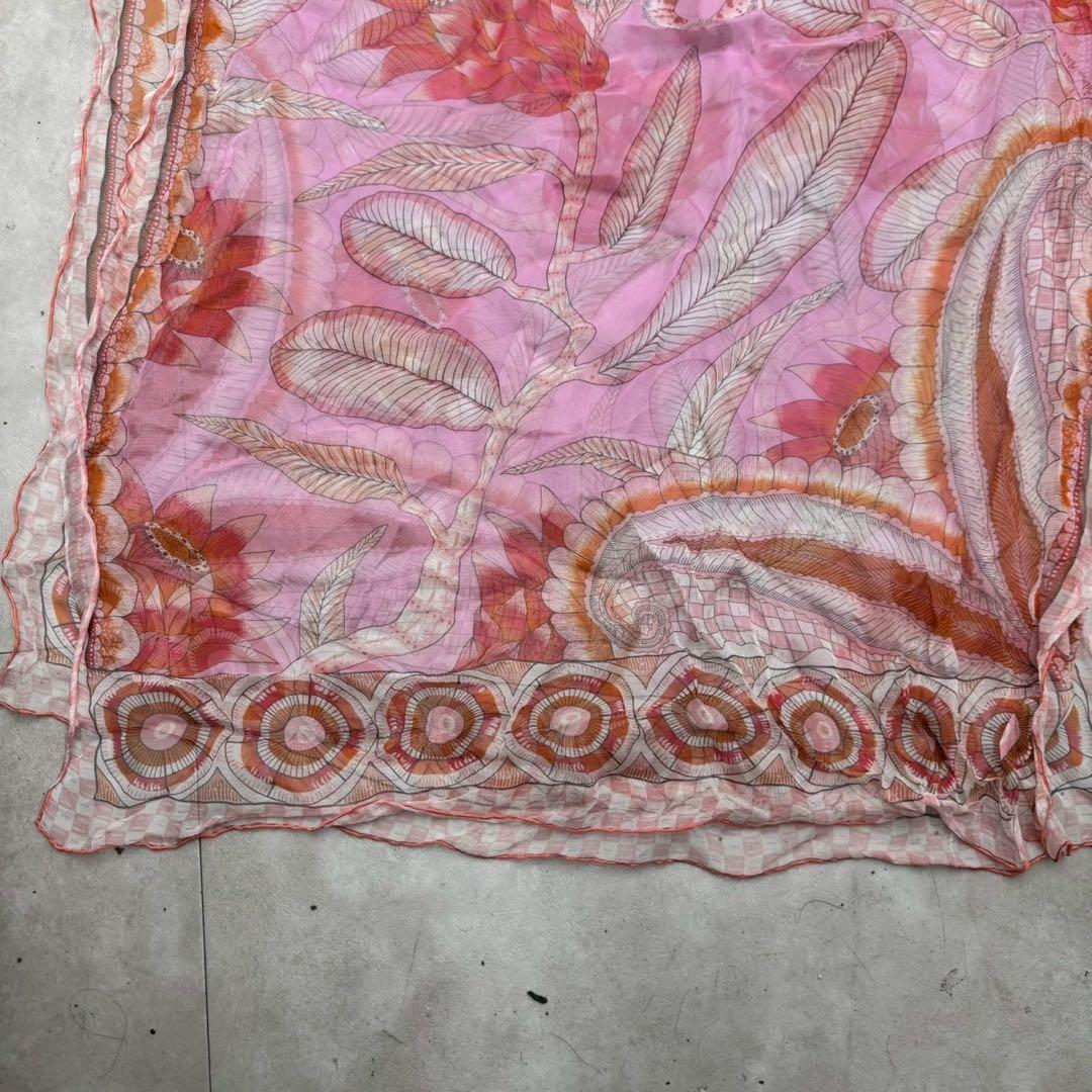 HERMES シルクモスリン ストール ジャングル・ラブ ピンク 60×170