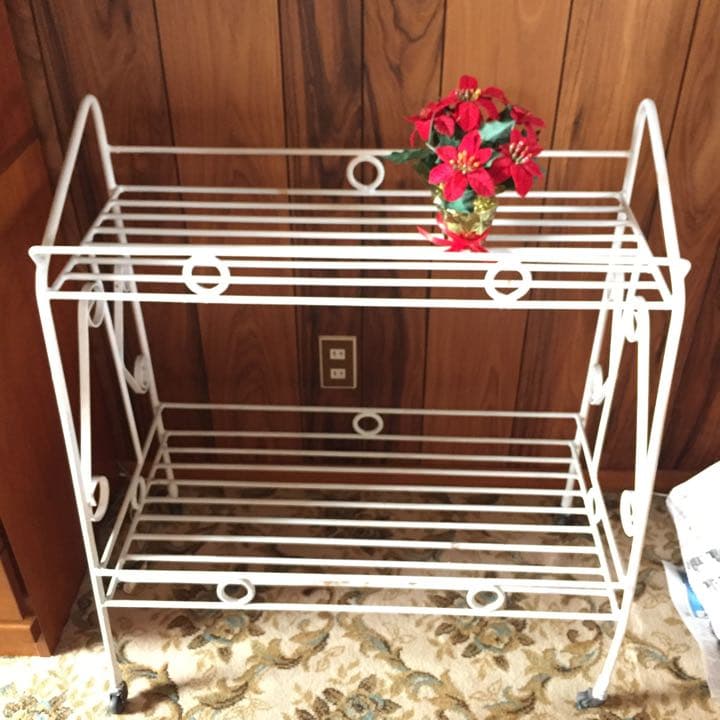 2段ラック　ベランダ棚　洋風レトロ