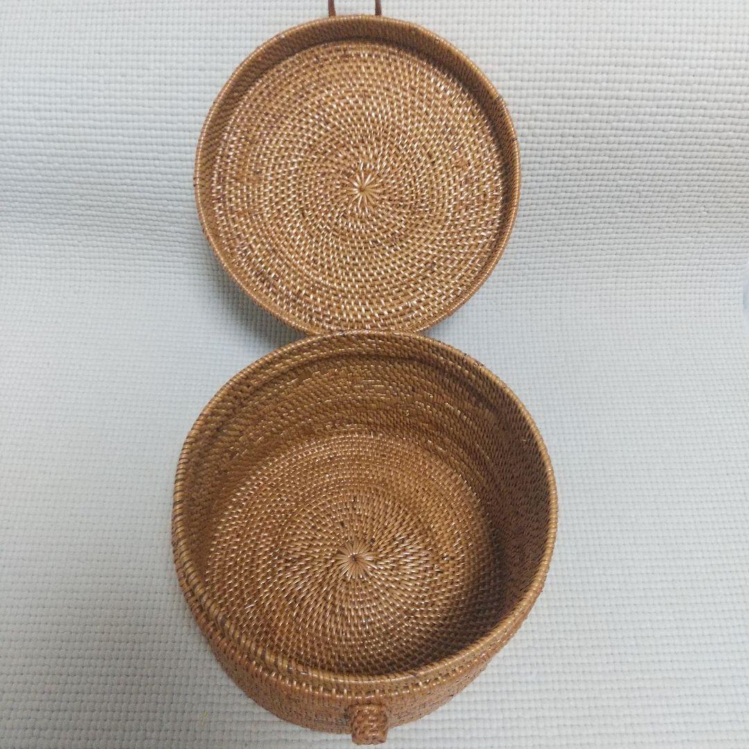 14×20cm アタ製♪持ち手付バスケット＆おまけ／自然素材 アジアン雑貨