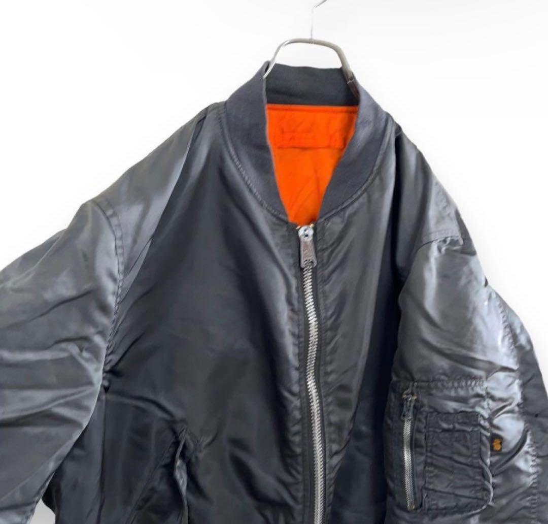 あおば着用ALPHA Lアメリカ古着USA製 MA-1中綿フライトジャケット