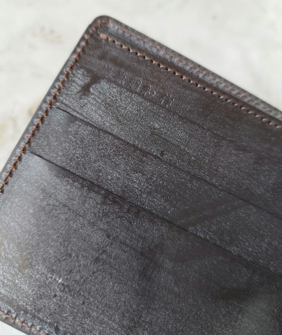 【新品未使用】塩原レザー 二つ折り財布 小銭入れ付き ブライドルレザー チョコ
