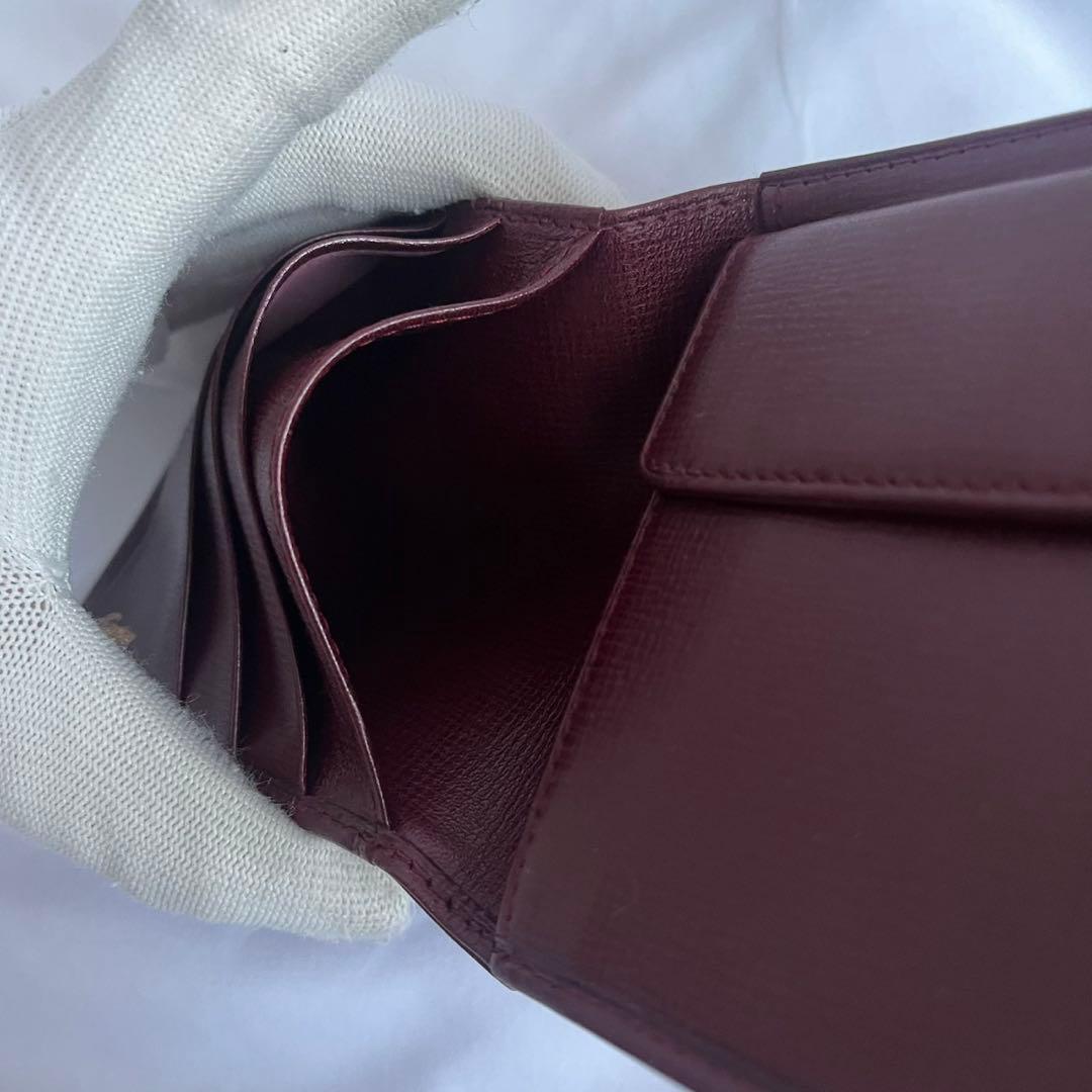 ✨未使用級✨　Cartier 　折り財布　財布　ボルドー　レザー　マストライン