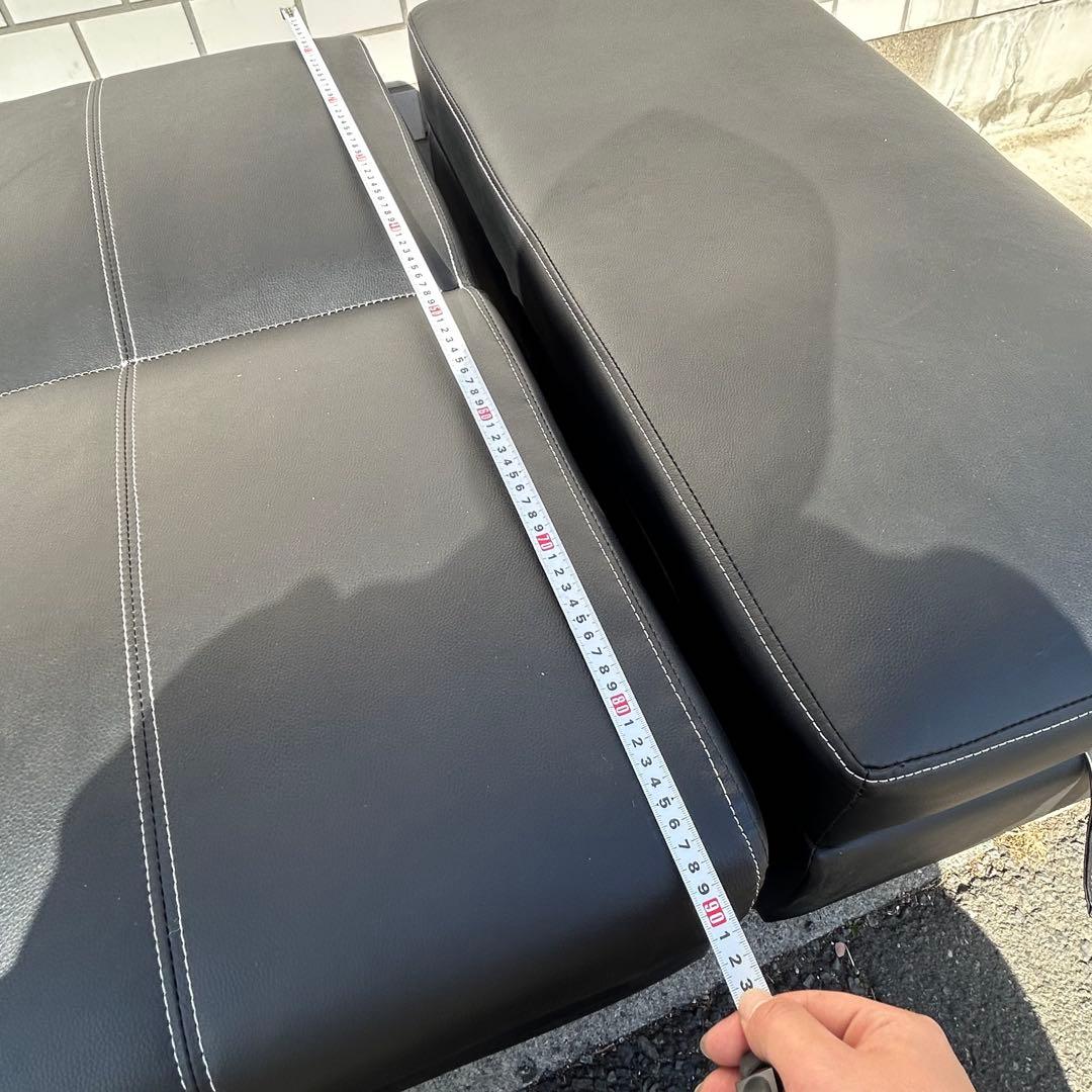 引き取り限定川口市 多機能ソファ　ソファベッド ドリンクホルダー　オットマン 黒