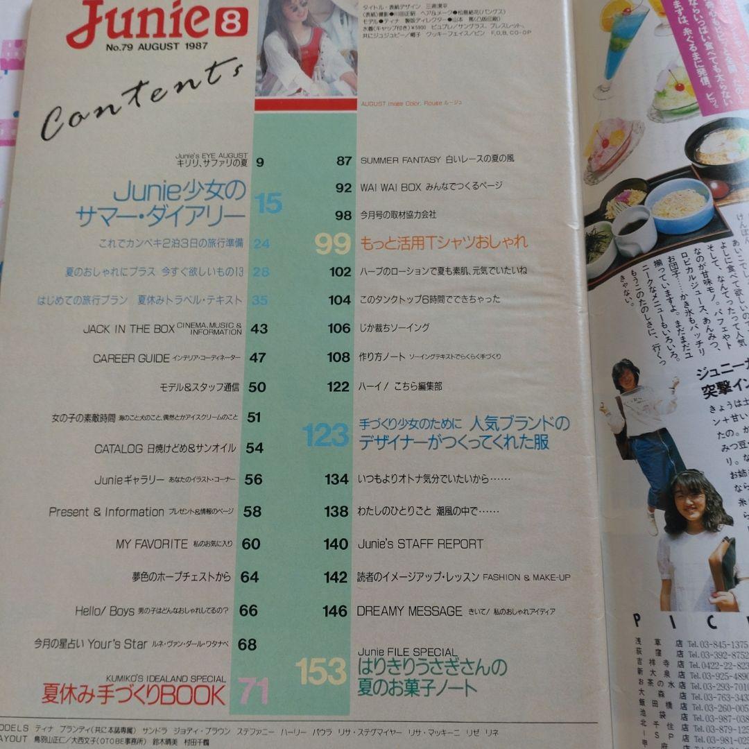 １９８７年　８月号　ジュニー　Junie　　鎌倉書房　洋裁　旅行　手づくり