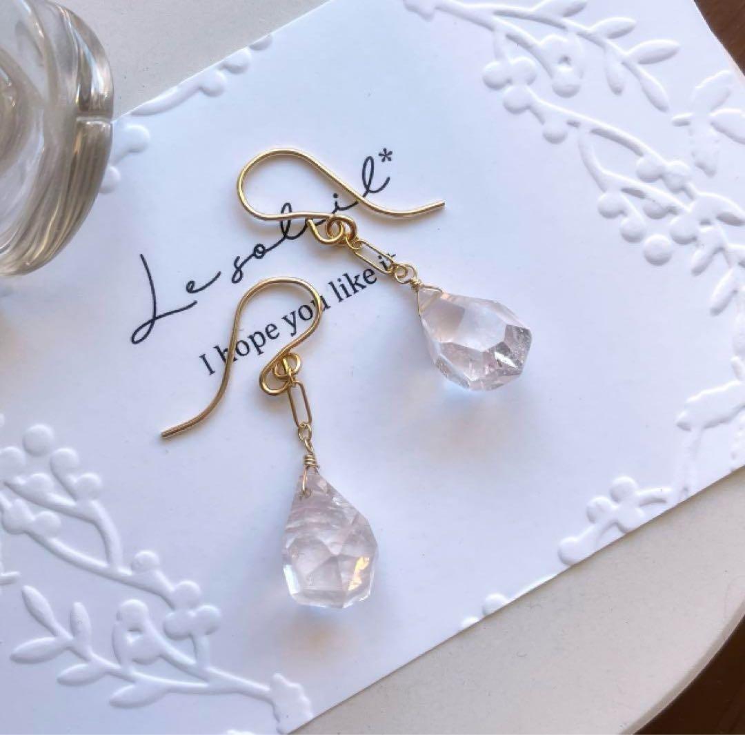 ハニーフラット◆希少✧バルティックアンバーピアス✧14kgf