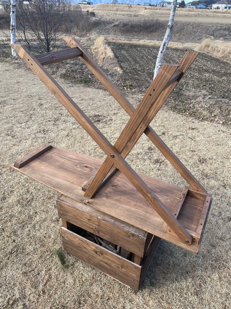 アウトドアカフェテーブル　折りたたみ式　ハンドメイド　アンティーク　アイロン台