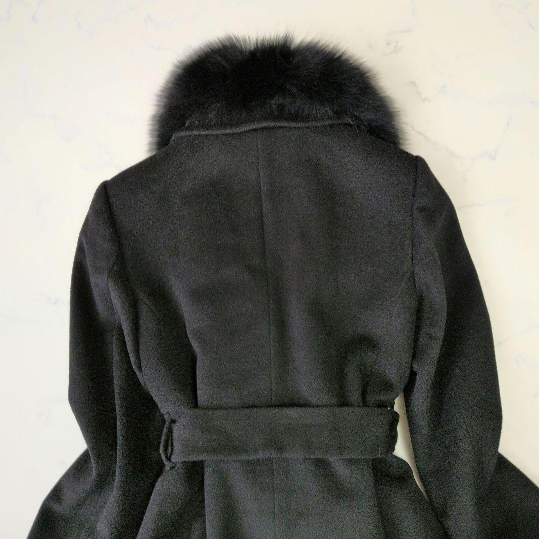 ピンキーアンドダイアン ロングコート ベルテッド フォックス カシミヤ混 38