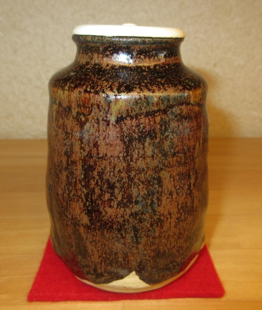 送料込【逢絢亭】茶道具 茶入 美濃焼 瀬戸 肩衝形 仕覆２点 加藤芳右衛門 共箱