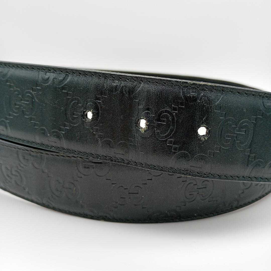 GUCCI シマ　GG柄　ブラック　レザー　95